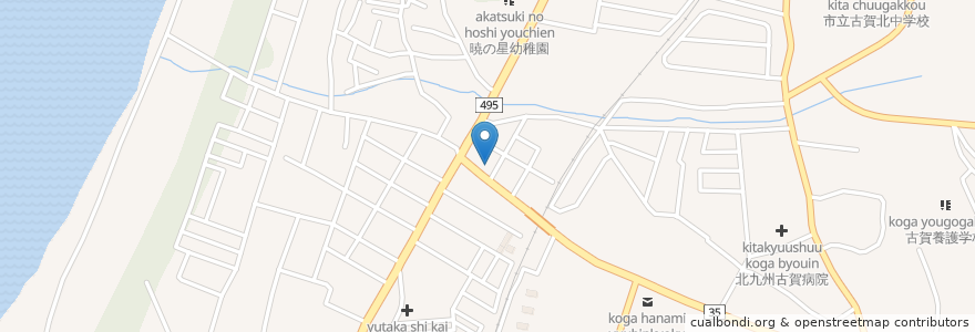 Mapa de ubicacion de 古賀花見郵便局 en Япония, Фукуока, 古賀市.