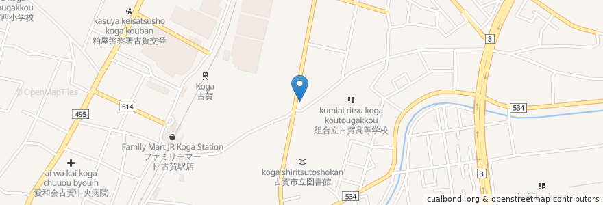 Mapa de ubicacion de 古賀郵便局 en 日本, 福岡県, 古賀市.