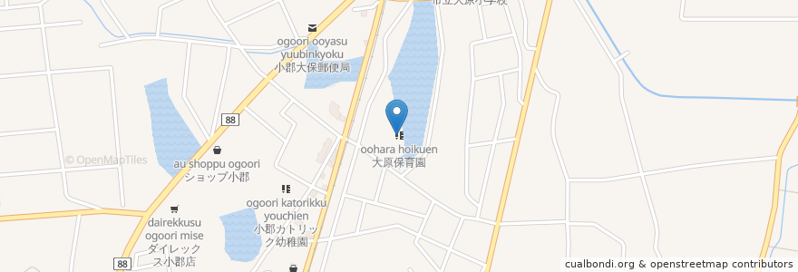 Mapa de ubicacion de 大原保育園 en 日本, 福岡県, 小郡市.