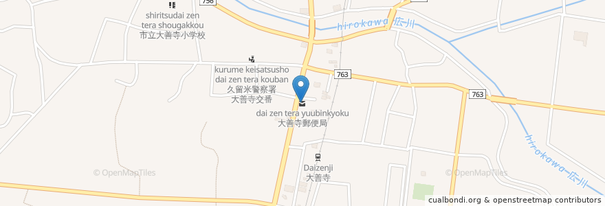 Mapa de ubicacion de 大善寺郵便局 en Giappone, Prefettura Di Fukuoka, 久留米市.