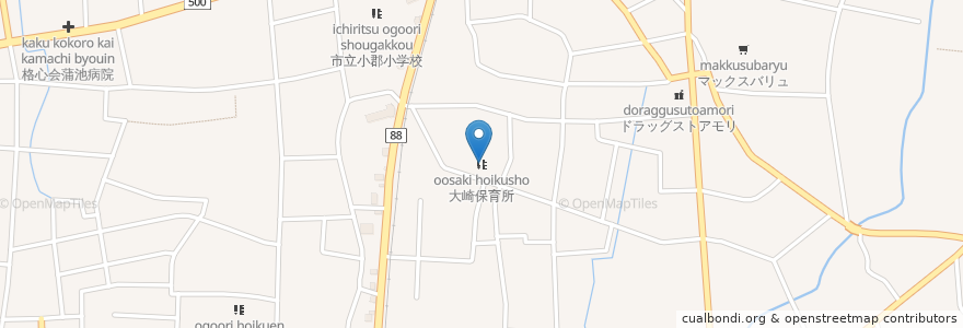 Mapa de ubicacion de 大崎保育所 en 日本, 福岡県, 小郡市.