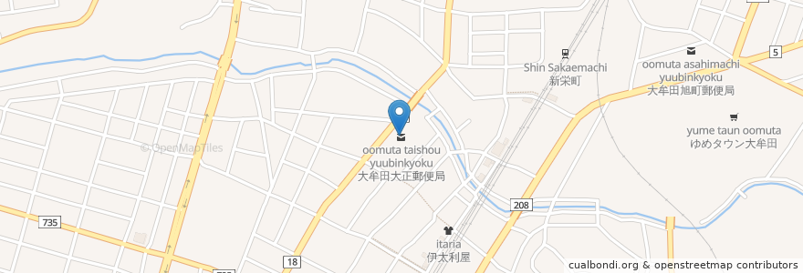 Mapa de ubicacion de 大牟田大正郵便局 en Jepun, 福岡県, 大牟田市.