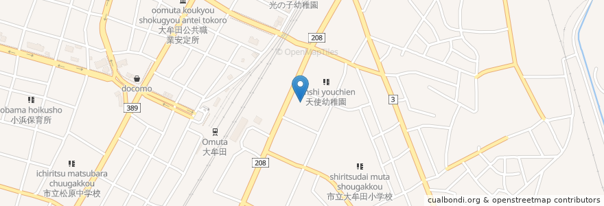 Mapa de ubicacion de 大牟田市役所 en Japon, Préfecture De Fukuoka, 大牟田市.