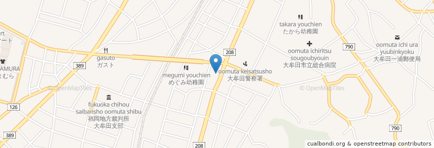 Mapa de ubicacion de 大牟田浄真郵便局 en 日本, 福岡県, 大牟田市.