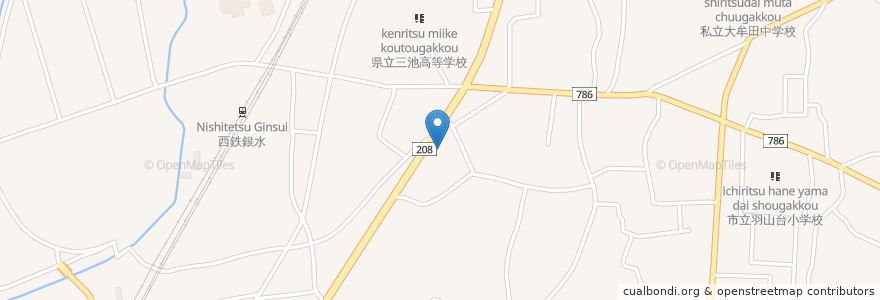 Mapa de ubicacion de 大牟田警察署銀水交番 en Japão, 福岡県, 大牟田市.
