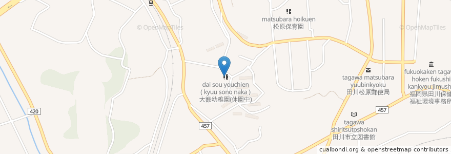 Mapa de ubicacion de 大籔幼稚園(休園中) en اليابان, محافظة فوكوكا, 田川市.