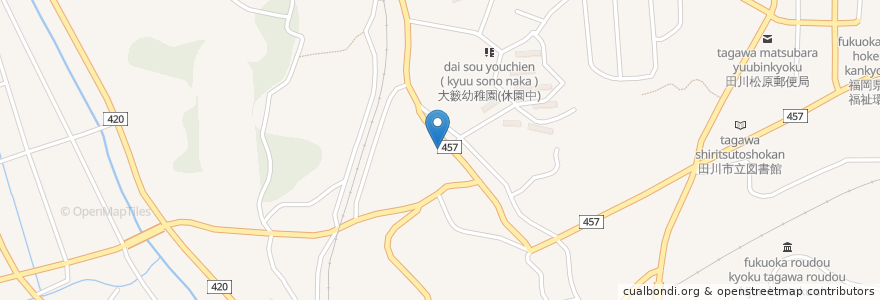 Mapa de ubicacion de 大藪郵便局 en 日本, 福岡県, 田川市.
