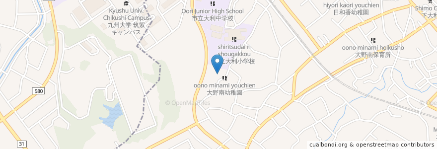 Mapa de ubicacion de 大野南幼稚園 en 日本, 福岡県, 大野城市.