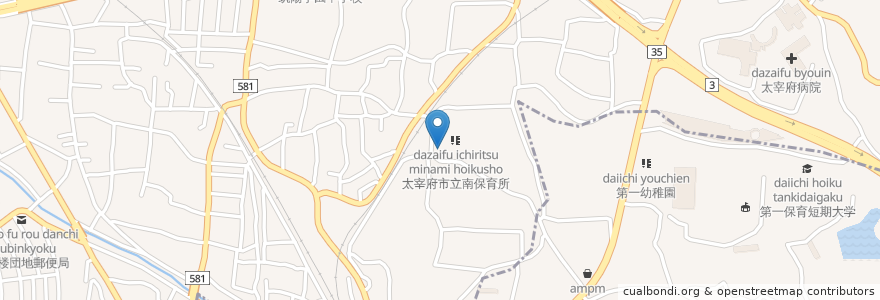Mapa de ubicacion de 太宰府市立南児童館 en 日本, 福岡県, 太宰府市.