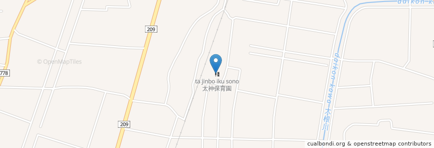 Mapa de ubicacion de 太神保育園 en 日本, 福岡県, みやま市.