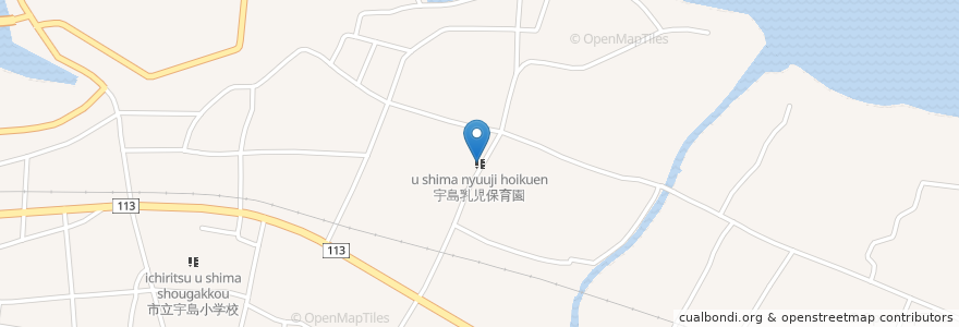Mapa de ubicacion de 宇島乳児保育園 en 日本, 福岡県, 豊前市.