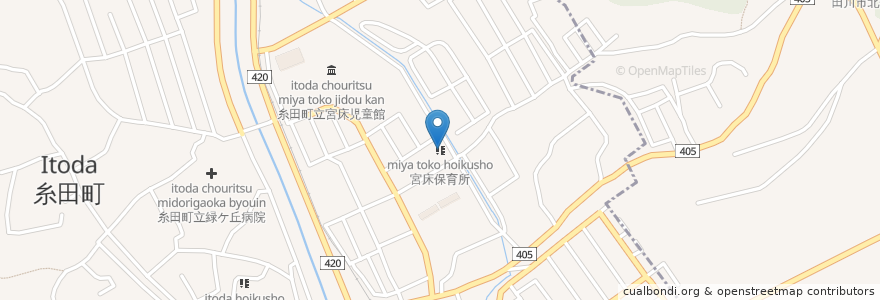 Mapa de ubicacion de 宮床保育所 en Japan, 福岡県, 田川郡, 糸田町.