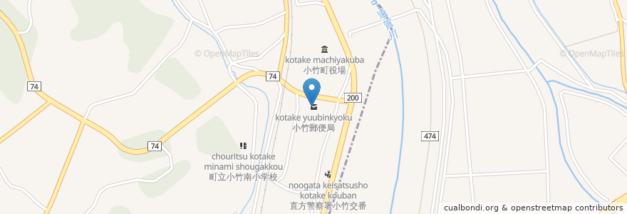 Mapa de ubicacion de 小竹郵便局 en Japan, Präfektur Fukuoka, 鞍手郡, 飯塚市, 小竹町.