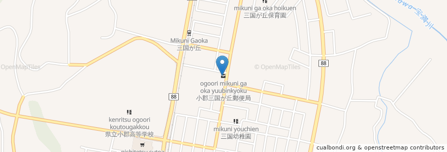 Mapa de ubicacion de 小郡三国が丘郵便局 en Japan, Präfektur Fukuoka, 小郡市.