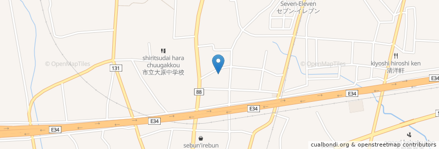 Mapa de ubicacion de 小郡中央保育園 en Japón, Prefectura De Fukuoka, 小郡市.