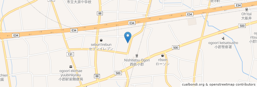 Mapa de ubicacion de 小郡警察署駅前交番 en Japon, Préfecture De Fukuoka, 小郡市.