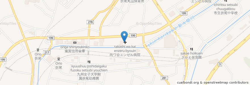 Mapa de ubicacion de 尚ワ会エンゼル病院 en Japan, Präfektur Fukuoka, 北九州市, 八幡西区.