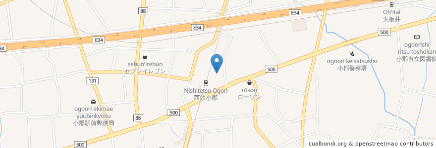 Mapa de ubicacion de 嶋田病院 en 日本, 福岡県, 小郡市.