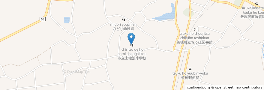 Mapa de ubicacion de 市立上穂波小学校 en Japan, Präfektur Fukuoka, 飯塚市.