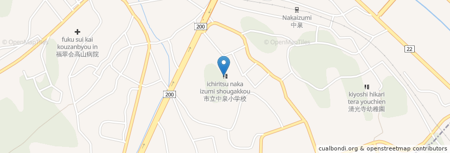Mapa de ubicacion de 市立中泉小学校 en 日本, 福岡県, 直方市.
