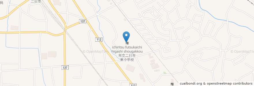 Mapa de ubicacion de 市立二日市東小学校 en Japón, Prefectura De Fukuoka, 筑紫野市.