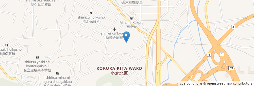 Mapa de ubicacion de 市立南小倉小学校 en Japan, 福岡県, 北九州市, 小倉北区.