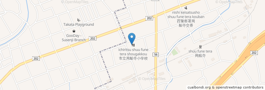 Mapa de ubicacion de 市立周船寺小学校 en Giappone, Prefettura Di Fukuoka, 福岡市, 西区.
