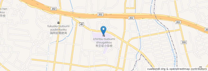 Mapa de ubicacion de 市立堤小学校 en Япония, Фукуока, 福岡市, 城南区.