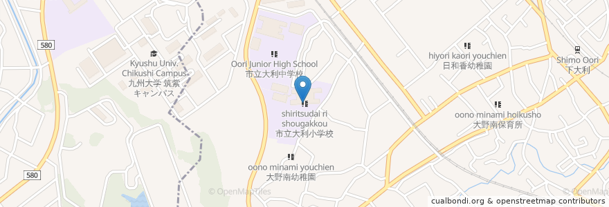 Mapa de ubicacion de 市立大利小学校 en 日本, 福岡県, 大野城市.