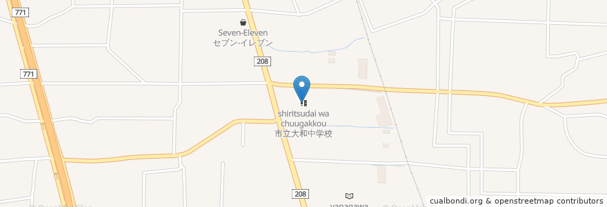 Mapa de ubicacion de 市立大和中学校 en Giappone, Prefettura Di Fukuoka, 柳川市.