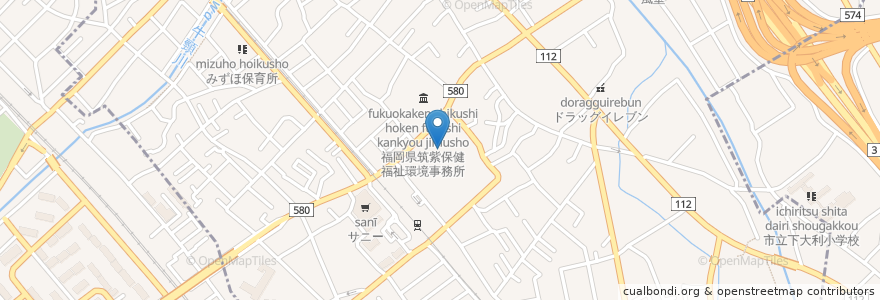 Mapa de ubicacion de 市立大野中学校 en 日本, 福岡県, 大野城市.