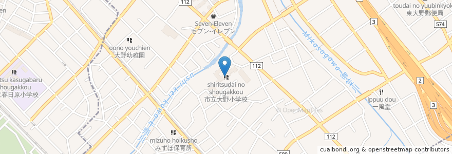Mapa de ubicacion de 市立大野小学校 en Japon, Préfecture De Fukuoka, 大野城市.