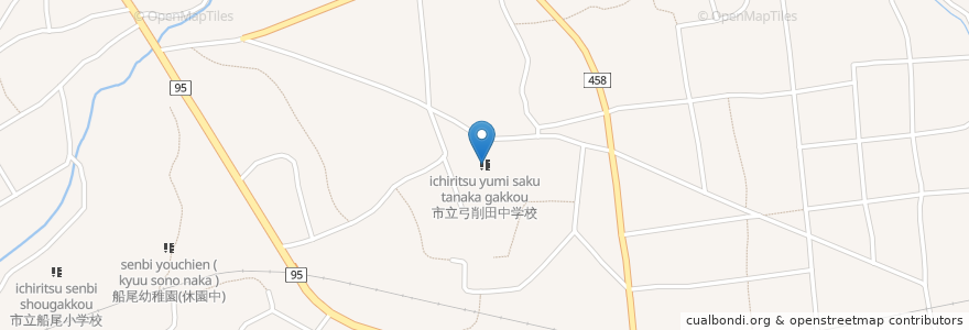 Mapa de ubicacion de 市立弓削田中学校 en Japão, 福岡県, 田川市.