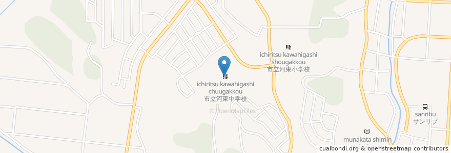 Mapa de ubicacion de 市立河東中学校 en 日本, 福冈县, 宗像市.