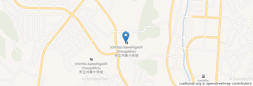 Mapa de ubicacion de 市立河東小学校 en Japão, 福岡県, 宗像市.