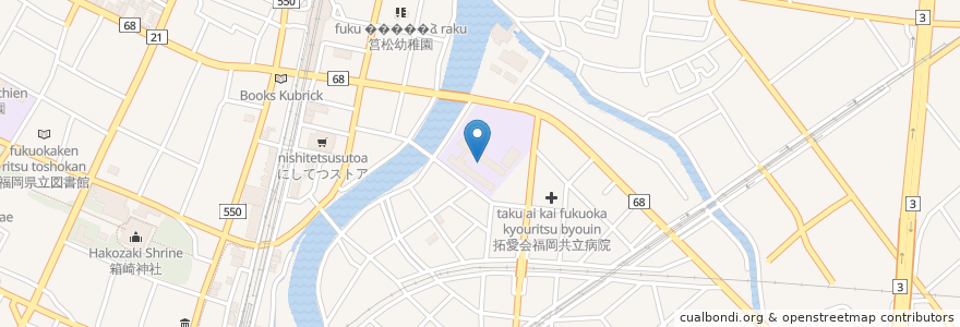 Mapa de ubicacion de 市立筥松小学校 en Japan, Fukuoka Prefecture, Fukuoka, Higashi Ward.
