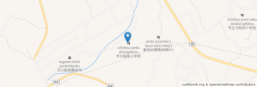 Mapa de ubicacion de 市立船尾小学校 en 日本, 福冈县, 田川市.
