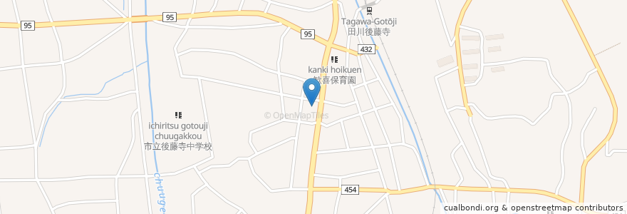 Mapa de ubicacion de 後藤寺郵便局 en Jepun, 福岡県, 田川市.
