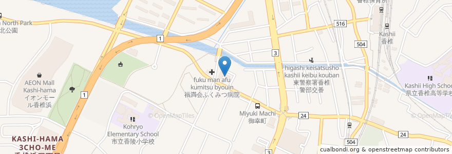 Mapa de ubicacion de 御幸保育園 en Japan, Fukuoka Prefecture, Fukuoka, Higashi Ward.