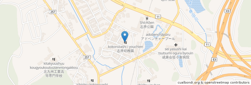 Mapa de ubicacion de 志井幼稚園 en 日本, 福岡県, 北九州市, 小倉南区.