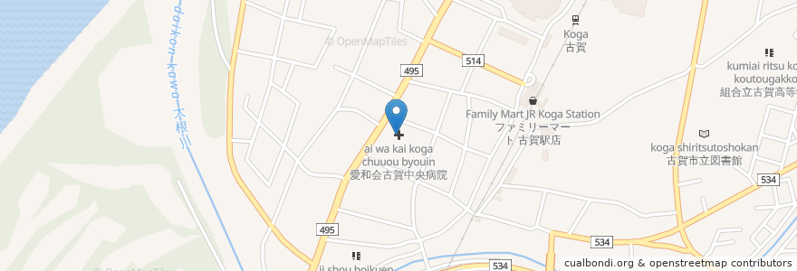 Mapa de ubicacion de 愛和会古賀中央病院 en Jepun, 福岡県, 古賀市.