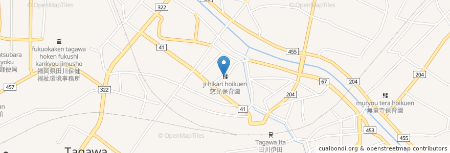 Mapa de ubicacion de 慈光保育園 en Japón, Prefectura De Fukuoka, 田川市.