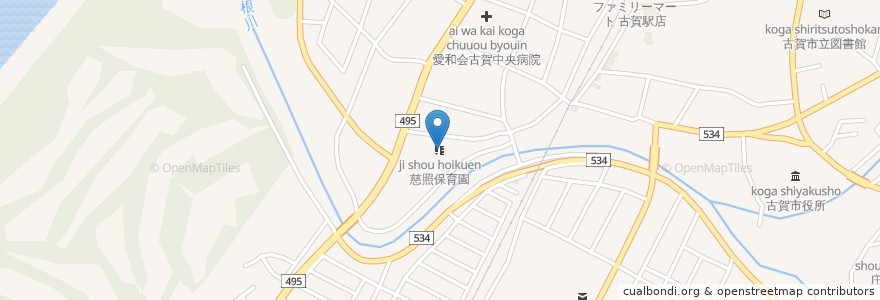 Mapa de ubicacion de 慈照保育園 en ژاپن, 福岡県, 古賀市.
