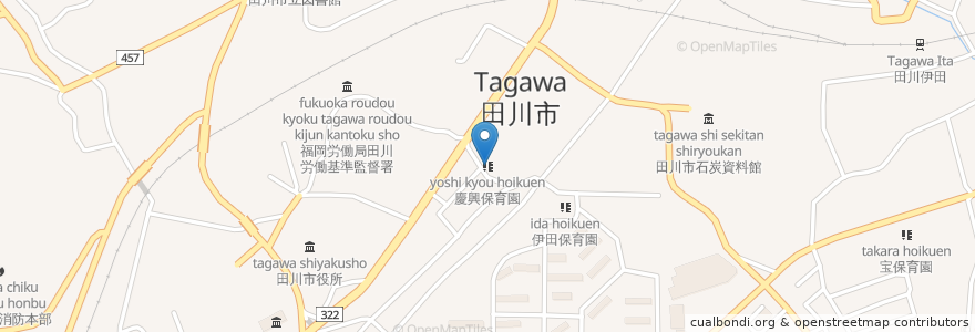 Mapa de ubicacion de 慶興保育園 en 日本, 福岡県, 田川市.