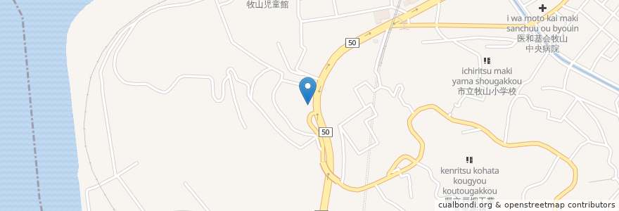 Mapa de ubicacion de 戸畑牧山郵便局 en 일본, 후쿠오카현, 기타큐슈 시, 도바타 구.