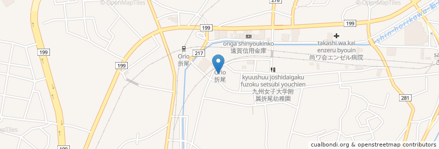 Mapa de ubicacion de 折尾保育所 en 日本, 福岡県, 北九州市, 八幡西区.