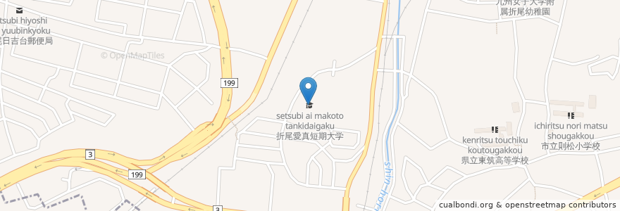 Mapa de ubicacion de 折尾愛真短期大学 en Japon, Préfecture De Fukuoka, 北九州市, 八幡西区.