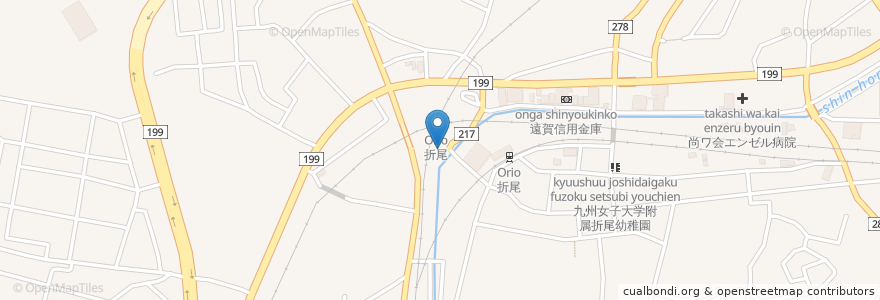 Mapa de ubicacion de 折尾警察署折尾駅前交番 en Japón, Prefectura De Fukuoka, 北九州市, 八幡西区.