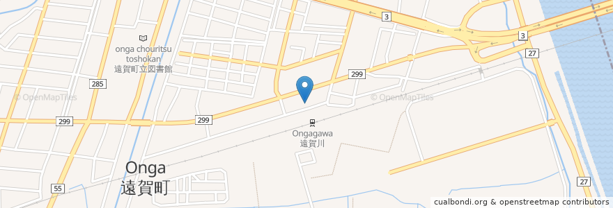 Mapa de ubicacion de 折尾警察署遠賀川交番 en 日本, 福岡県, 遠賀郡, 遠賀町.