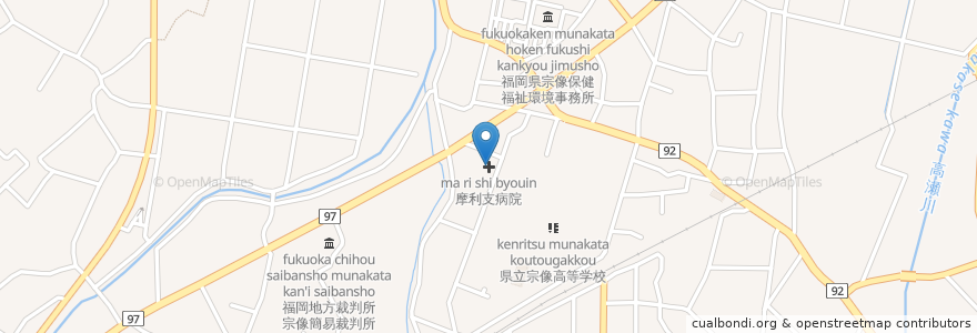Mapa de ubicacion de 摩利支病院 en Giappone, Prefettura Di Fukuoka, 宗像市.